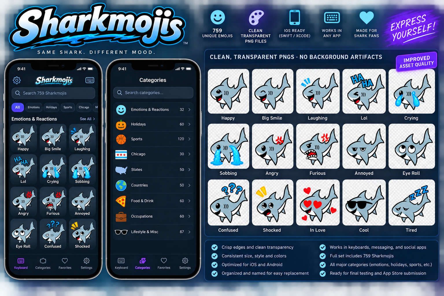 Sharkmojis app showcase